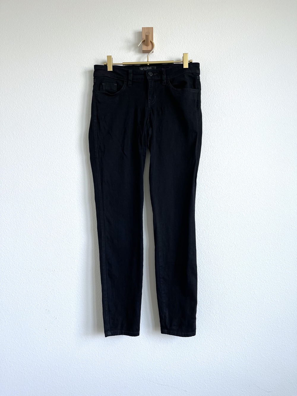 GUESS Britney Skinny Ankle Jeans - Jet Black Stretch Denim - Size 28